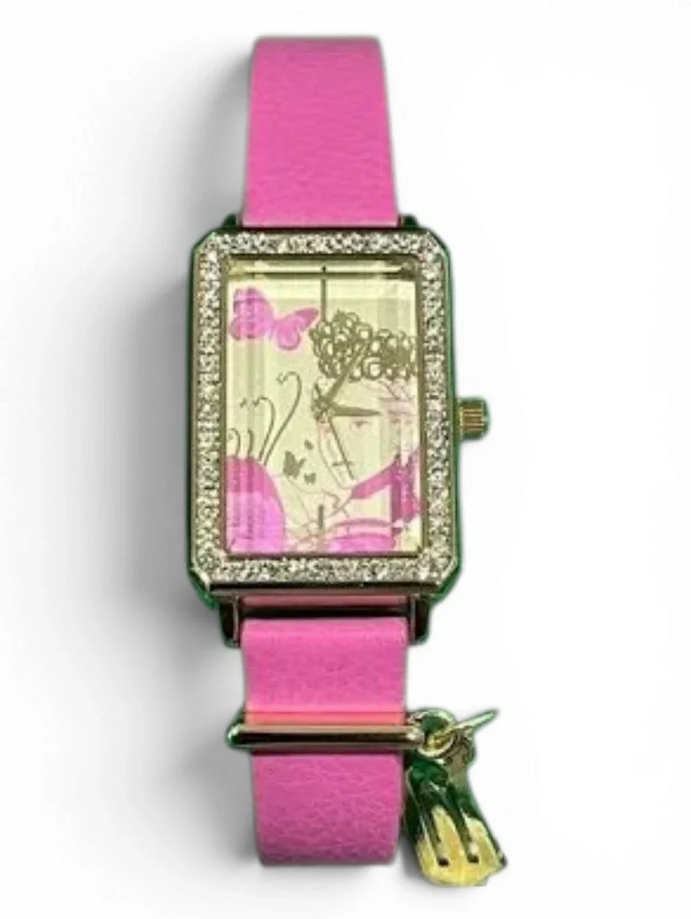 Wicked Pink Strap Gold-Tone Women's Watch & Sealed Collectors Cards Set NWT!